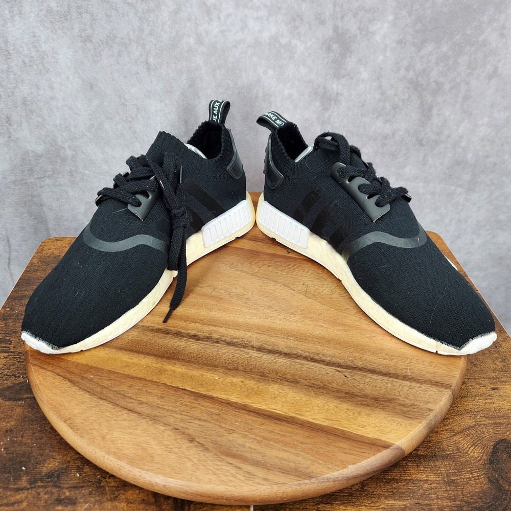 Adidas NMD R1 Primeknit Sneakers Mens‎ 9 Black Low Top Casual Shoes S81848 - Picture 4 of 11